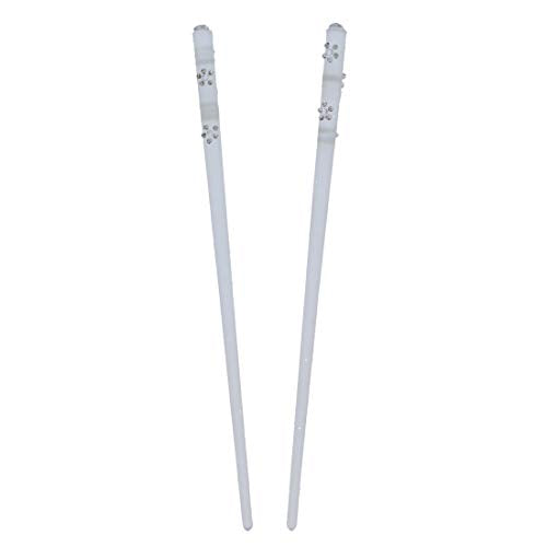 7.5 Inch Clear Decorative Hair Sticks with Flower Accents, 6-Piece Set