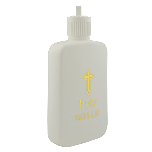 Refillable Holy Water Bottle with Gold Cross - 4oz