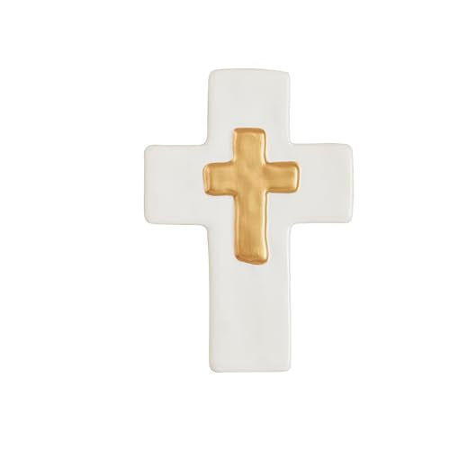Mud Pie Ceramic Gold Cross Wall Decor - 6" x 4"