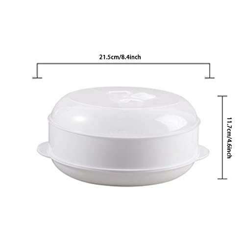 Microwave Steamer with Lid and Tray - 8.4 Inch Plastic Cooker