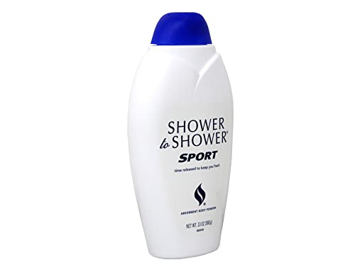 Shower to Shower Sport Absorbent Body Powder, 13 Ounce (Pack of 2)