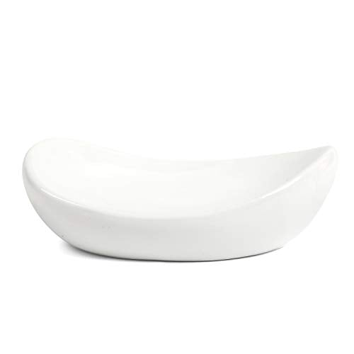 Ceramic Soap Dish Holder for Bathroom and Kitchen - White