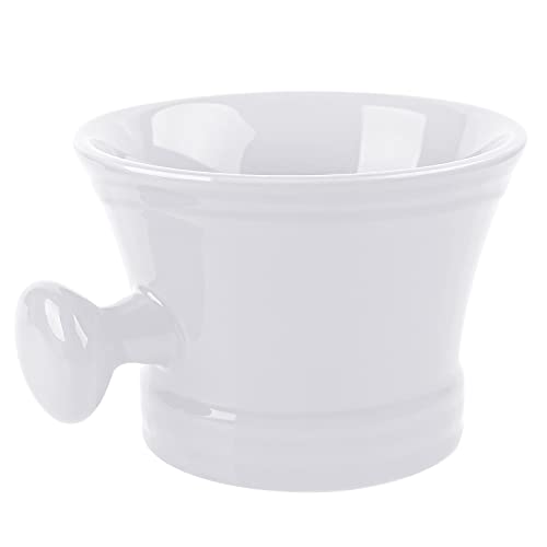 Large Ceramic Shaving Mug with Handle for Men Wet Shaving - Deep Lather Bowl, Heavy Duty Soap Cup