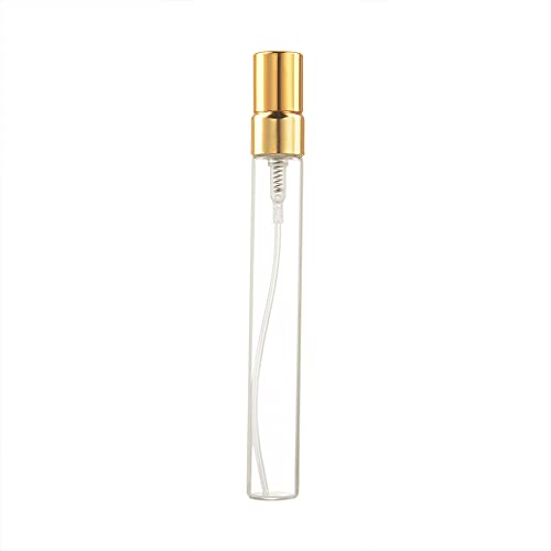 Enslz 10ml Glass Spray Bottle Set - Refillable Perfume Atomizers with Gold Caps (10pcs)