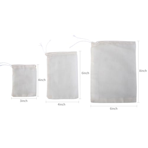 50pcs Reusable Muslin Spice Bags with Drawstring - 4x6 In Cotton Filter Bags for Tea, Coffee, Soup