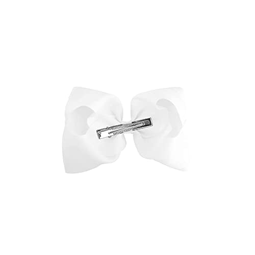 Handmade White Hair Bows Clips for Girls - 6 Pack