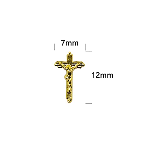 WOKOTO 100pcs Gold Crucifix Nail Charms Kit2 – 3D Cross Nail Art Decorations