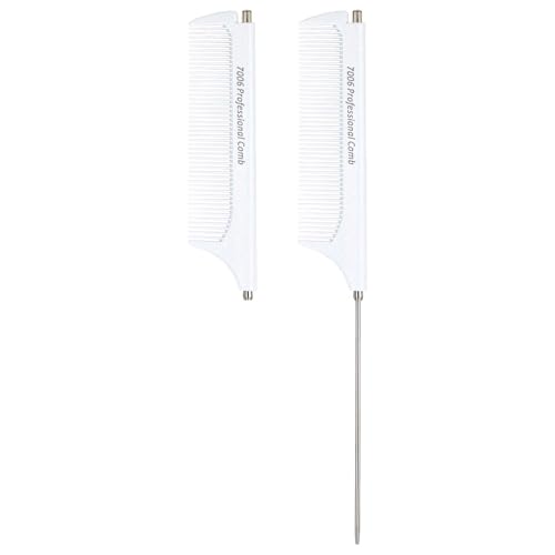 Mabor White Retractable Rat Tail Comb for Hair Styling & Braiding