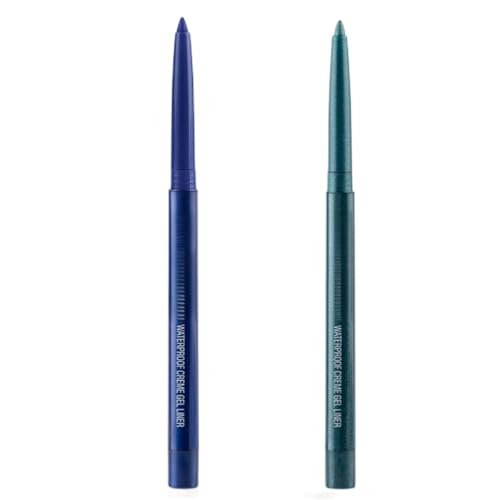 ONarisae 2-Pack Retractable Eyeliner Pencil Blue & Green Shimmer, Smudge Proof & Long-Lasting