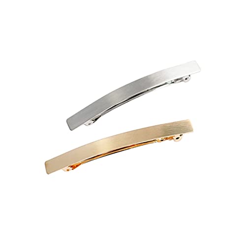 Teensery 2-Pack Metal Hair Clips - 4 Inch Gold & Silver Spring Barrette Hair Accessories for Women & Girls