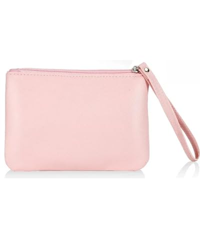 SeBUCUOO Pink 4.5 x 6.5 Leather-Style Coin Purse Wristlet – Clutch Stadium Approved Makeup Bag