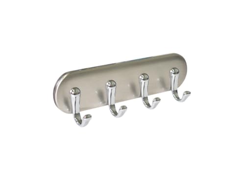 iDesign York Adhesive Key Holder with 4 Hooks, Stainless Steel