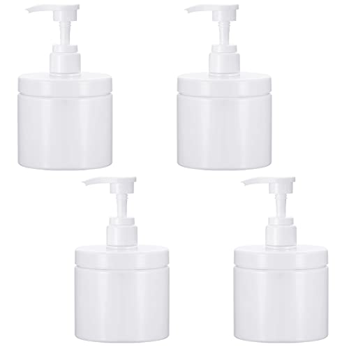 White 4-Pack 500ml Refillable Lotion & Shampoo Dispenser Bottles with Pump
