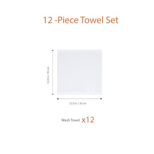 Amazon Basics 100% Cotton Quick-Dry Washcloths, 12-Pack