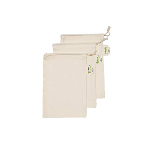 Organic Cotton Muslin Reusable Produce Bags - 3 Pack, XSmall