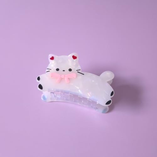 Cute White Cat Claw Clip - Durable Acetate Non-Slip Hair Accessory