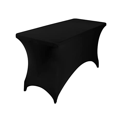 4ft Waterproof Spandex Table Cover for Events & Weddings - Black