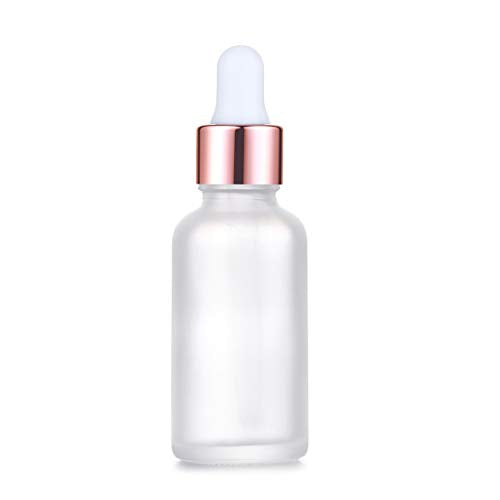 12-Pack 30ml Frosted Glass Dropper Bottles with Rose Gold Caps