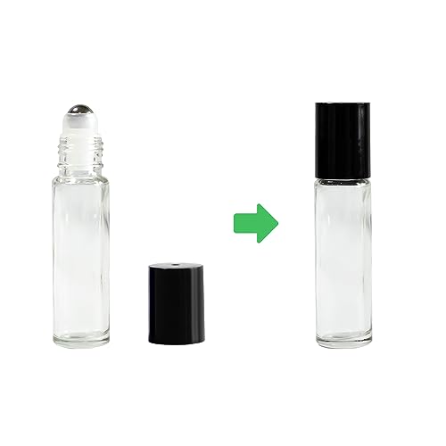 10ml Clear Glass Roll-On Bottles with Stainless Steel Roller Balls - Pack of 24