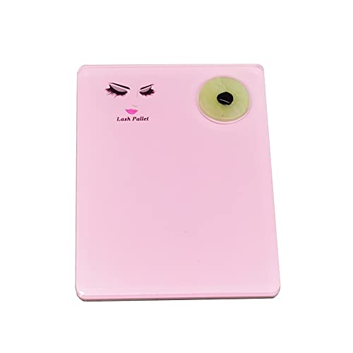 Pink Acrylic Eyelash Extension Pallet with Jade Stone Organizer - Reusable Grafting Pad