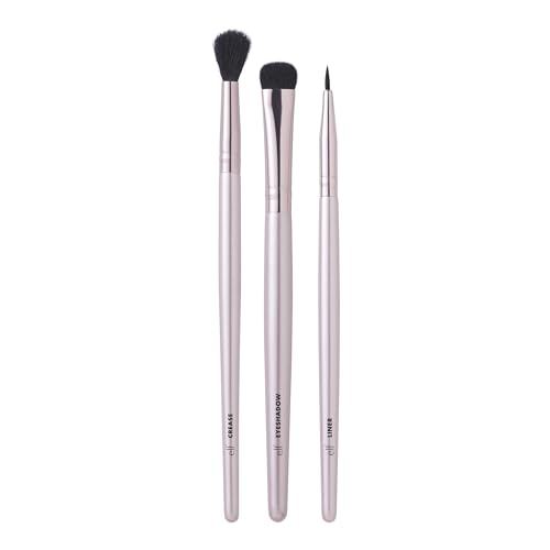 e.l.f. No Budge Eyeshadow Brush Set - 3-Piece Vegan Makeup Brushes for Applying & Blending