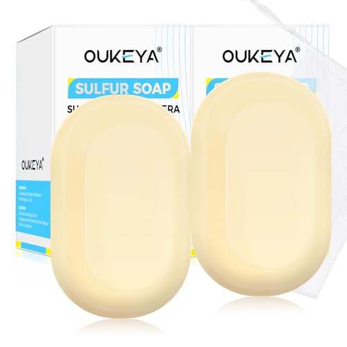 OUKEYA Sulfur Soap for Face with 10% Sulfur & 2% Salicylic Acid - 4.05 oz (Pack of 2)