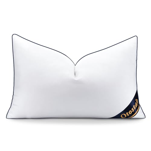 OTOSTAR 12x20 Down Alternative Throw Pillow Insert - Soft Cotton Cover