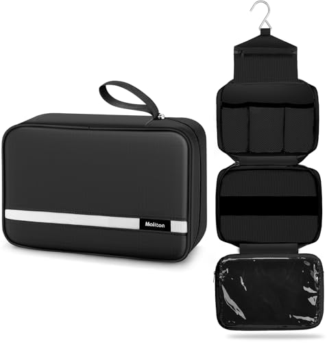 Maliton Black Hanging Toiletry Bag for Travel - Waterproof & Spacious