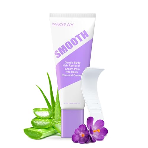 PHOFAY Hair Removal Cream for Men and Women Sensitive Skin? Fast-Acting Gentle Depilatory Dermatologist-Recommended with Aloe & Hyaluronic Acid Travel Size(3.5 Ounce (Pack of 1))