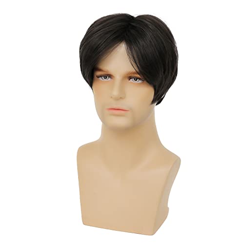 Short Black Wig for Men - Natural Look, Heat Resistant, Adjustable Cap