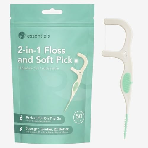 Dental Floss Picks with Soft Pick - 50 Count Portable Oral Care