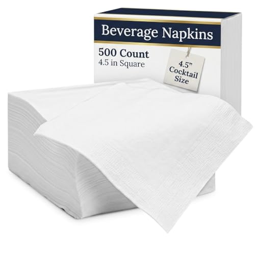 500 Count White Cocktail Napkins - Absorbent Paper for Parties & Bars