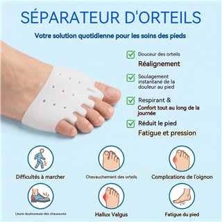 Toe Separators for Hallux Valgus Relief | Silicone Toe Straightener & Spacer - Available in White, Azure, Red, Clear