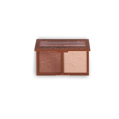 W7 Hollywood Bronze & Glow Duo - Pressed Powder Bronzer & Highlighter - Vegan Face Makeup