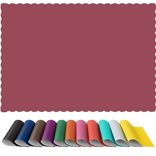 Burgundy Disposable Paper Placemats - Scalloped Edge, 100 Count
