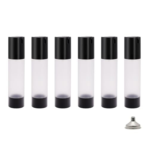 6Pcs 50ml Airless Pump Bottles - Refillable Travel Cosmetic Dispensers