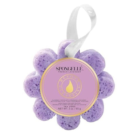 Spongell? French Lavender Wild Flower Bath Sponge | Built-in Body Wash & Body Scrubber, Shower Loofah Sponge for Women | 14+ uses
