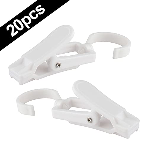 Jiozermi 20 PCS White Laundry Clips - Strong 360° Swivel Hooks
