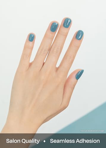 ohora Semi Cured Gel Nail Strips - Solid Blue, 30 Wraps, Easy Apply