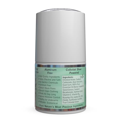 Silver Shield All-Natural Deodorant Roll-on 2 oz - Refillable, Aluminum-Free, Colloidal Silver & Essential Oils, Pack of 1