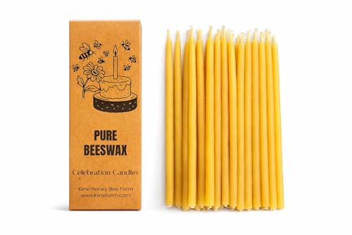 Kline 4" Hand-Dipped Beeswax Birthday Candles - 24 Pack