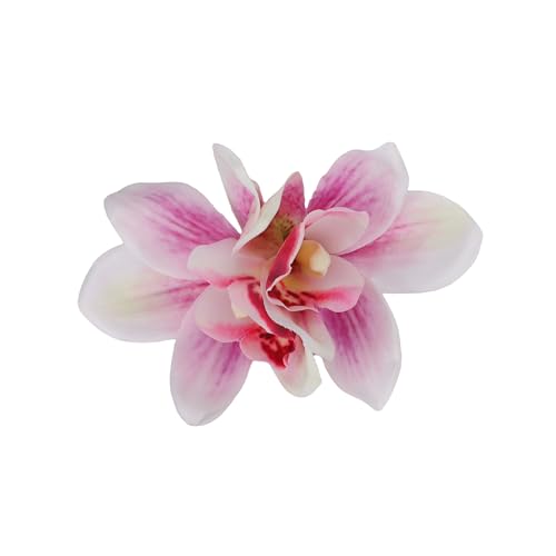 Pink Orchid Flower Hair Clips for Women - Tropical Hawaiian Accessories