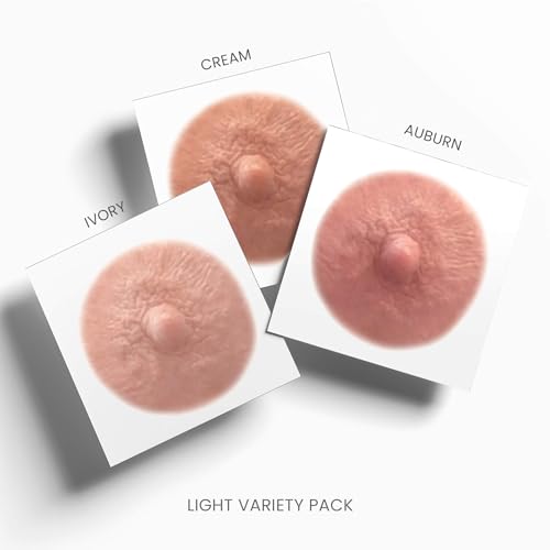 TataTattoos Realistic Nipple & Areola Tattoos - Light Shades Variety Pack, Medium