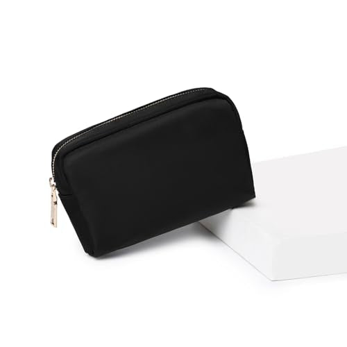 YONBEN Water-Resistant Nylon Makeup Bag for Purse, Black Travel Pouch