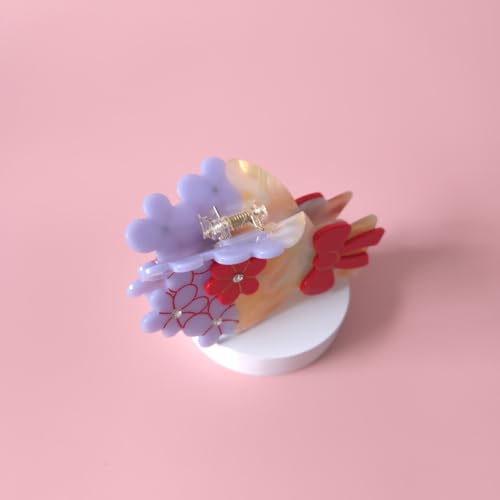 Flower Bouquet Acetate Hair Claw Clip - Green Non-Slip Hair Accessory