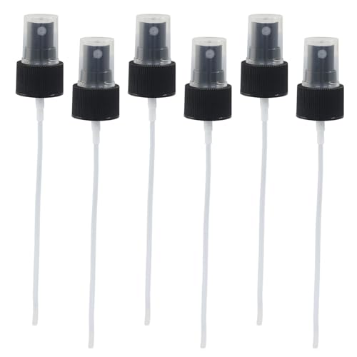 6-Pack Black Spray Bottle Tops, 24mm Plastic Mist Nozzles