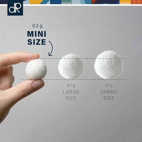 DecorRack 3 Pack Mini Cotton Balls - 900 Count, Soft & Absorbent