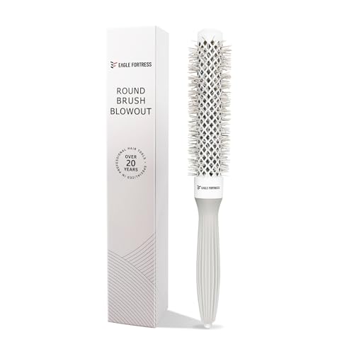 EAGLE FORTRESS 0.98 Inch Grey Ceramic Ionic Round Blowout Brush for Professional Styling
