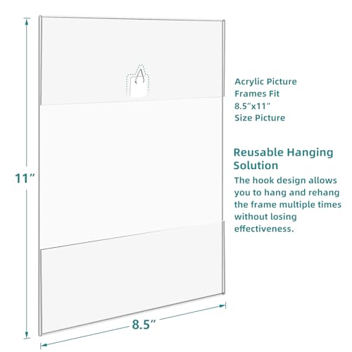 Bluesun 8.5x11 Acrylic Picture Frame Set of 2 - Easy Wall Mount