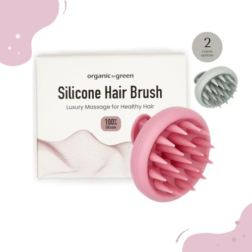 Pink Silicone Hair Brush for Scalp Massage & Exfoliation - Waterproof, Soft Bristles for Men & Women - Organic To Green